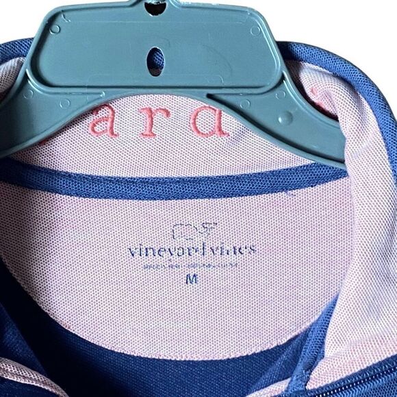 Vineyard Vines Mens Blue Pink Pima Cotton 1/4 Zip Pullover Sweater Size Medium - Picture 5 of 6